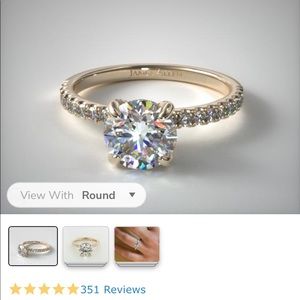 14K Yellow Gold Petite Pavé Crown Diamond Engagement Ring SETTING